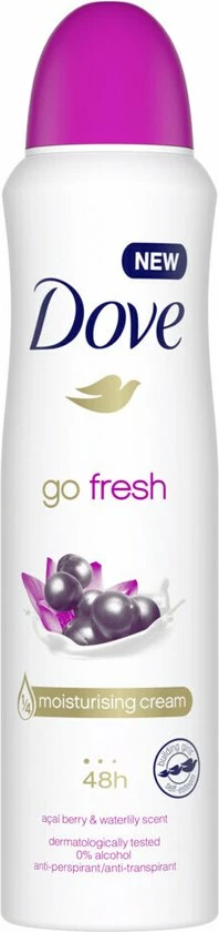 Groothandel 🛒 Dove Go Fresh Acai Berry & Waterlily Deodorant Spray Antitranspirant - 6 X 150 Ml - Voordeelverpakking 👏 11 Groothandel 🛒 Dove Go Fresh Acai Berry & Waterlily Deodorant Spray Antitranspirant - 6 X 150 Ml - Voordeelverpakking 👏 - Afbeelding 11