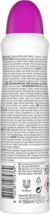 Groothandel 🛒 Dove Go Fresh Acai Berry & Waterlily Deodorant Spray Antitranspirant - 6 X 150 Ml - Voordeelverpakking 👏 3 Groothandel 🛒 Dove Go Fresh Acai Berry & Waterlily Deodorant Spray Antitranspirant - 6 X 150 Ml - Voordeelverpakking 👏 - Afbeelding 3