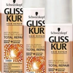Goedkoop 😀 Gliss Kur Anti-Klit Spray Total Repair - Voordeelverpakking 3 X 200 ML 🎉