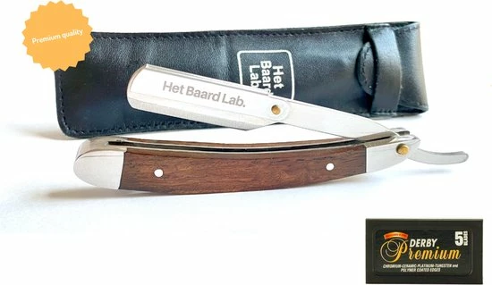 Promo 😀 Het Baard Lab. Premium Shavette (incl. Derby Premium Scheermesjes & Etui) - Klassiek Scheermes - Barbiersmes - Open Scheermes - Hout - Rozenhout 🔔 1 Promo 😀 Het Baard Lab. Premium Shavette (incl. Derby Premium Scheermesjes & Etui) - Klassiek Scheermes - Barbiersmes - Open Scheermes - Hout - Rozenhout 🔔