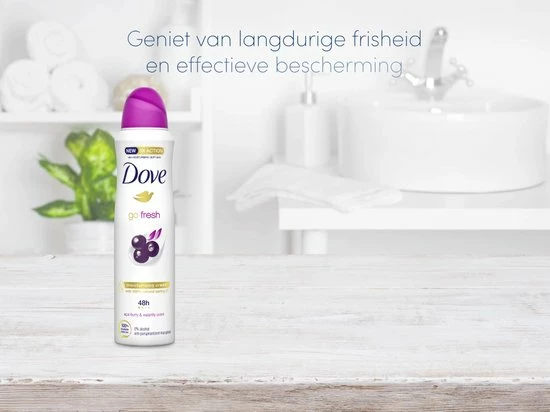 Groothandel 🛒 Dove Go Fresh Acai Berry & Waterlily Deodorant Spray Antitranspirant - 6 X 150 Ml - Voordeelverpakking 👏 2 Groothandel 🛒 Dove Go Fresh Acai Berry & Waterlily Deodorant Spray Antitranspirant - 6 X 150 Ml - Voordeelverpakking 👏 - Afbeelding 2