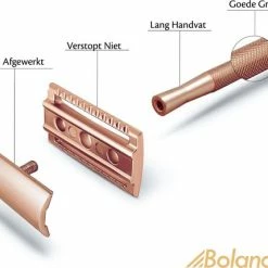 Goedkoopste 🛒 Bolano® Safety Razor Set Rose Gold + 30 Double Edge Scheermesjes + Houder - Klassiek Scheermes Voor Mannen En Vrouwen - D657 😍 -BRAUN Shop 550x429 2
