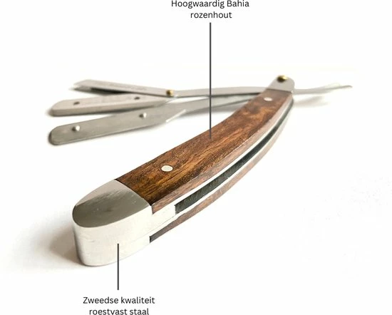 Promo 😀 Het Baard Lab. Premium Shavette (incl. Derby Premium Scheermesjes & Etui) - Klassiek Scheermes - Barbiersmes - Open Scheermes - Hout - Rozenhout 🔔 4 Promo 😀 Het Baard Lab. Premium Shavette (incl. Derby Premium Scheermesjes & Etui) - Klassiek Scheermes - Barbiersmes - Open Scheermes - Hout - Rozenhout 🔔 - Afbeelding 4