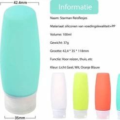 Aanbiedingen 🎁 STARMAN Reisflesjes Set - Inclusief Toilettas - Siliconen - Reisflacons - 👜 Handbagage - 100ml - 4 Stuks ⭐ -BRAUN Shop 550x453 2
