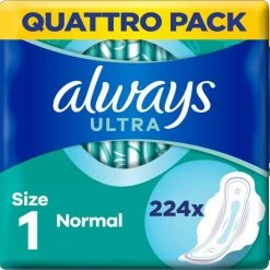 Nieuw ๐ฅฐ Always Ultra Normal Met Vleugels - Maat 1 - Voordeelverpakking 224 Stuks - Maandverband โ