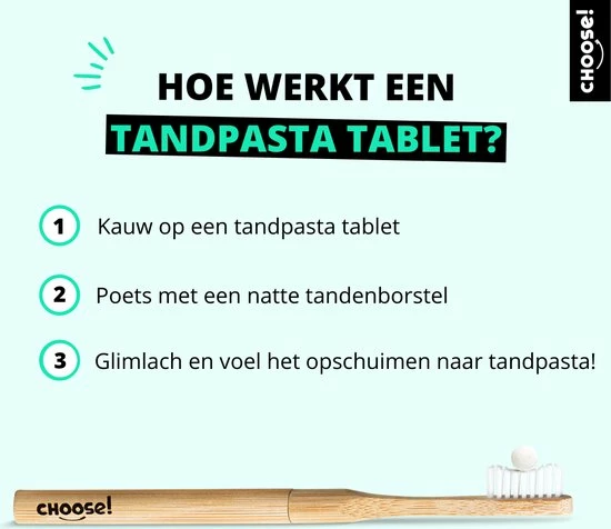 Beste Verkoop 💯 Choose! CHOOSE Tandpasta Tabletten Met Bamboe Refill Pot - 180 Tabletten - Starter Box - Duurzaam - Aanbevolen Door Tandartsen - Zero Waste - Vegan - Fluoride - Ecologisch Verantwoord ⭐ 5 Beste Verkoop 💯 Choose! CHOOSE Tandpasta Tabletten Met Bamboe Refill Pot - 180 Tabletten - Starter Box - Duurzaam - Aanbevolen Door Tandartsen - Zero Waste - Vegan - Fluoride - Ecologisch Verantwoord ⭐ - Afbeelding 5