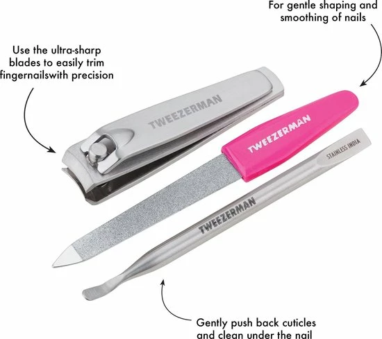 Uitgang π Tweezerman Mini Nagelset - RVS - Manicureset Met Nagelvijl, Nagelknipper, Bokkenpoot En Nagelriemknipper - Roze β 3 Uitgang π Tweezerman Mini Nagelset - RVS - Manicureset Met Nagelvijl, Nagelknipper, Bokkenpoot En Nagelriemknipper - Roze β - Afbeelding 3