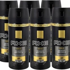 Flash-uitverkoop 😀 Axe Deodorant Gold Oud Wood & Dark Vanilla 6 X 150ml 👏