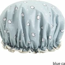 Nieuw ⌛ New Age Devi Dikke 1Stuks Douche Muts - Shower Cap - Blue Cat - Waterdicht - BadMuts - Dubbele Laag - Douchemuts Haar Cover Bedekking - Vrouwen Benodigdheden DoucheCap Badkamer Accessoires 😉