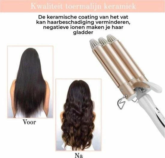 Hete verkoop π Rock&Rose - Golvenkrultang - Keramische Drievoudige Krultang - Wafeltang - Wave Krultang - Haar Stijlen - 45 W - Wit / Beige π 5 Hete verkoop π Rock&Rose - Golvenkrultang - Keramische Drievoudige Krultang - Wafeltang - Wave Krultang - Haar Stijlen - 45 W - Wit / Beige π - Afbeelding 5