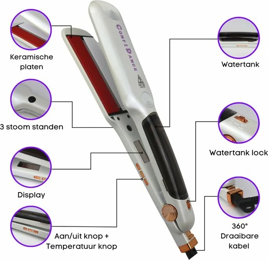 Aanbiedingen 👏 Confidance - Steampod – Steampod 3.0 - Stoomstijltang - Stijltang - Wit ✨ 2 Aanbiedingen 👏 Confidance - Steampod – Steampod 3.0 - Stoomstijltang - Stijltang - Wit ✨ - Afbeelding 2