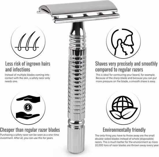 Beste deal 🛒 Safety Razor QSHAVE + 5 Titanium Scheermesjes – Dubbelzijdig Scheermes Voor Mannen En Vrouwen – Klassiek Scheermes 🤩 12 Beste deal 🛒 Safety Razor QSHAVE + 5 Titanium Scheermesjes – Dubbelzijdig Scheermes Voor Mannen En Vrouwen – Klassiek Scheermes 🤩 - Afbeelding 12