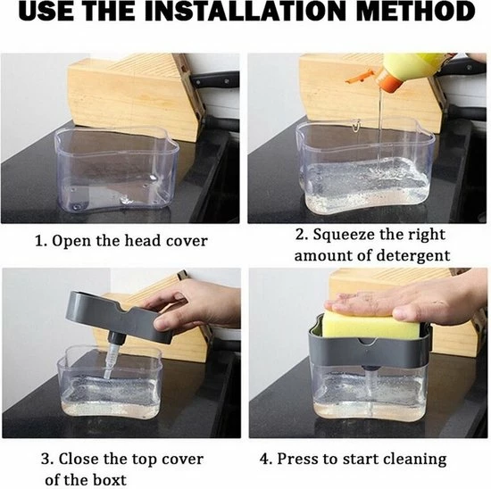 Goedkoop 💯 Buxibo - 2 In 1 Zeepdispenser Met Sponshouder - Inclusief Spons - Zeeppompje - Spons Met Container + Dispenser Voor Afwasmiddel - Wasmiddel - Voor Keuken & Huishouden - Zwart 🤩 6 Goedkoop 💯 Buxibo - 2 In 1 Zeepdispenser Met Sponshouder - Inclusief Spons - Zeeppompje - Spons Met Container + Dispenser Voor Afwasmiddel - Wasmiddel - Voor Keuken & Huishouden - Zwart 🤩 - Afbeelding 6