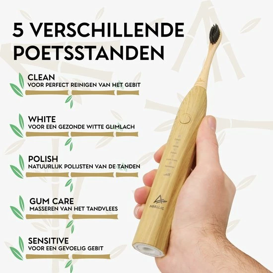 Promo 🎉 Agellic® Electrische Tandenborstel – Bamboe - Sonische Tandenborstel - Milieuvriendelijk Poetsen – Inclusief 3 Opzetborstel – Sinterklaas Cadeautjes - Kerst Cadeau Voor Vrouwen - Voor Mannen 🌟 4 Promo 🎉 Agellic® Electrische Tandenborstel – Bamboe - Sonische Tandenborstel - Milieuvriendelijk Poetsen – Inclusief 3 Opzetborstel – Sinterklaas Cadeautjes - Kerst Cadeau Voor Vrouwen - Voor Mannen 🌟 - Afbeelding 4