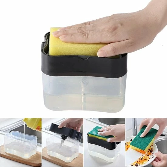 Goedkoop 💯 Buxibo - 2 In 1 Zeepdispenser Met Sponshouder - Inclusief Spons - Zeeppompje - Spons Met Container + Dispenser Voor Afwasmiddel - Wasmiddel - Voor Keuken & Huishouden - Zwart 🤩 1 Goedkoop 💯 Buxibo - 2 In 1 Zeepdispenser Met Sponshouder - Inclusief Spons - Zeeppompje - Spons Met Container + Dispenser Voor Afwasmiddel - Wasmiddel - Voor Keuken & Huishouden - Zwart 🤩