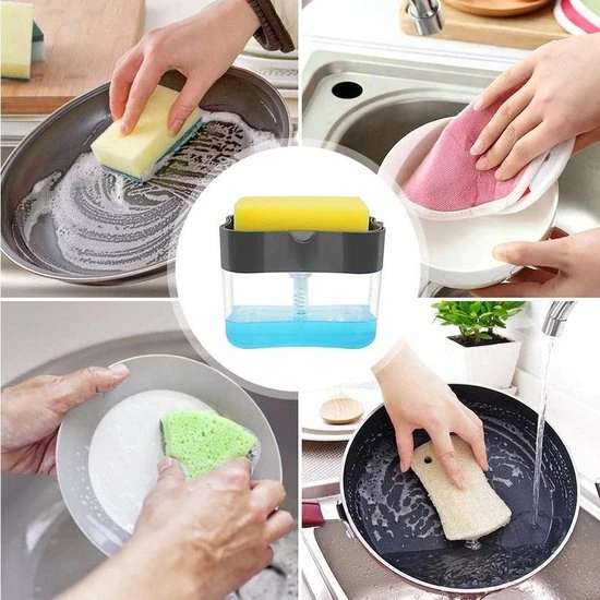 Goedkoop 💯 Buxibo - 2 In 1 Zeepdispenser Met Sponshouder - Inclusief Spons - Zeeppompje - Spons Met Container + Dispenser Voor Afwasmiddel - Wasmiddel - Voor Keuken & Huishouden - Zwart 🤩 5 Goedkoop 💯 Buxibo - 2 In 1 Zeepdispenser Met Sponshouder - Inclusief Spons - Zeeppompje - Spons Met Container + Dispenser Voor Afwasmiddel - Wasmiddel - Voor Keuken & Huishouden - Zwart 🤩 - Afbeelding 5