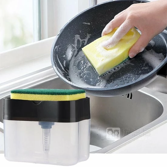 Goedkoop 💯 Buxibo - 2 In 1 Zeepdispenser Met Sponshouder - Inclusief Spons - Zeeppompje - Spons Met Container + Dispenser Voor Afwasmiddel - Wasmiddel - Voor Keuken & Huishouden - Zwart 🤩 9 Goedkoop 💯 Buxibo - 2 In 1 Zeepdispenser Met Sponshouder - Inclusief Spons - Zeeppompje - Spons Met Container + Dispenser Voor Afwasmiddel - Wasmiddel - Voor Keuken & Huishouden - Zwart 🤩 - Afbeelding 9