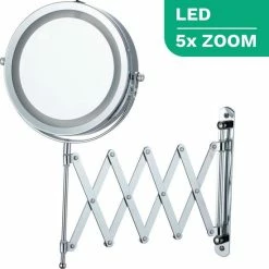 Beste Pirce π Personal Care Make Up En Scheer Spiegel - LED Verlichting - 5x Vergroting - Badkamer - Dubbelzijdig - 360° Draaibaar - Batterijen π
