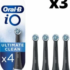 Promo 🤩 Oral B Oral-B IO Ultimate Clean Opzetborstels Zwart - 3 X 4 Stuks - Voordeelverpakking 🌟