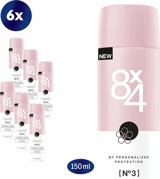 Gloednieuw π 8X4 N0.3 Velvet Blossom Deodorant Spray - 6 X 150 Ml - Voordeelverpakking π 1 Gloednieuw π 8X4 N0.3 Velvet Blossom Deodorant Spray - 6 X 150 Ml - Voordeelverpakking π