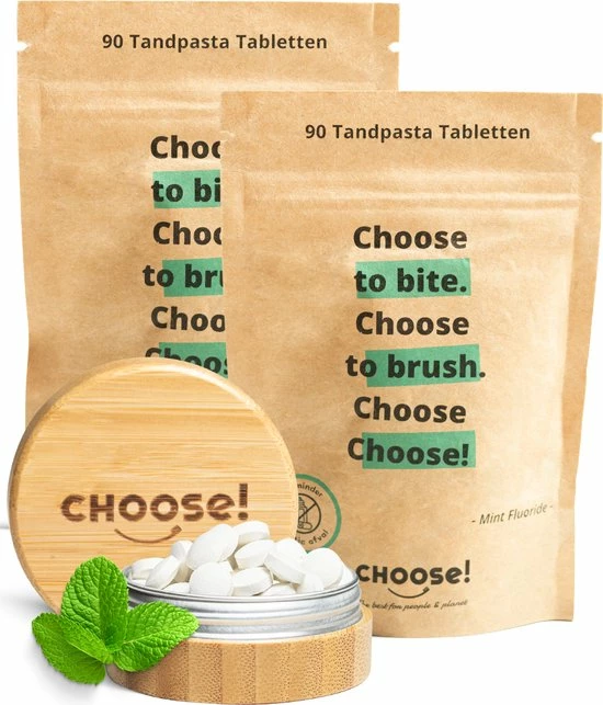 Beste Verkoop 💯 Choose! CHOOSE Tandpasta Tabletten Met Bamboe Refill Pot - 180 Tabletten - Starter Box - Duurzaam - Aanbevolen Door Tandartsen - Zero Waste - Vegan - Fluoride - Ecologisch Verantwoord ⭐ 1 Beste Verkoop 💯 Choose! CHOOSE Tandpasta Tabletten Met Bamboe Refill Pot - 180 Tabletten - Starter Box - Duurzaam - Aanbevolen Door Tandartsen - Zero Waste - Vegan - Fluoride - Ecologisch Verantwoord ⭐