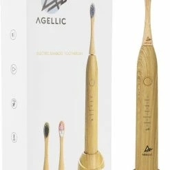 Promo 🎉 Agellic® Electrische Tandenborstel – Bamboe - Sonische Tandenborstel - Milieuvriendelijk Poetsen – Inclusief 3 Opzetborstel – Sinterklaas Cadeautjes - Kerst Cadeau Voor Vrouwen - Voor Mannen 🌟