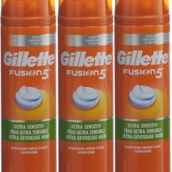 Aanbiedingen ⭐ Gilette Fusion Gillette Fusion5 Scheerschuim - Ultra Sensitive - 3 X 250 Ml 🎉