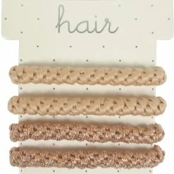 Goedkoopste 👍 Hair Haarelastieken Gevlochten Met Kraal - Roze/Rosé - 4 Stuks 🧨