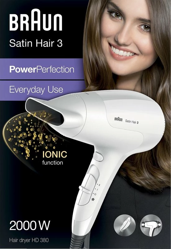 Gloednieuw 😍 Braun Satin Hair 3 PowerPerfection HD380 – Haardroger 👏 3 Gloednieuw 😍 Braun Satin Hair 3 PowerPerfection HD380 – Haardroger 👏 - Afbeelding 3